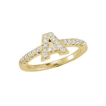 Initial Ring Diamonds Yellow Gold