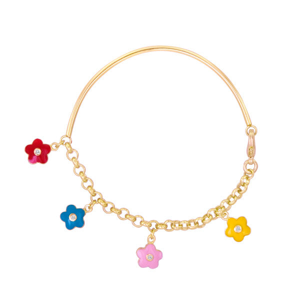 Lauren Klein Soft Bangle with Enamel and CZ Flowers for Little Girls