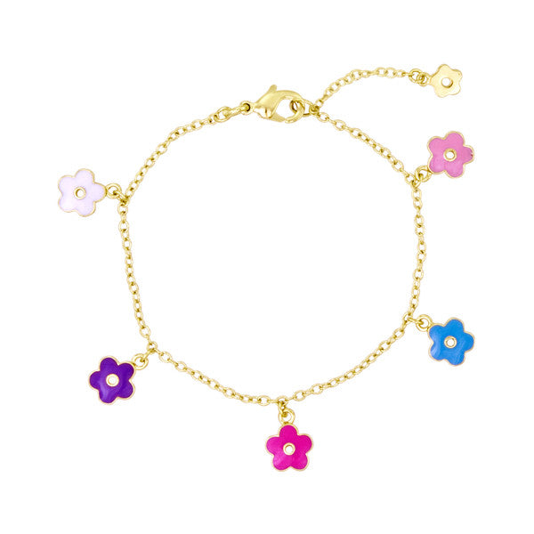 Lauren Klein Vermeil and Enamel Flower Charm Bracelet