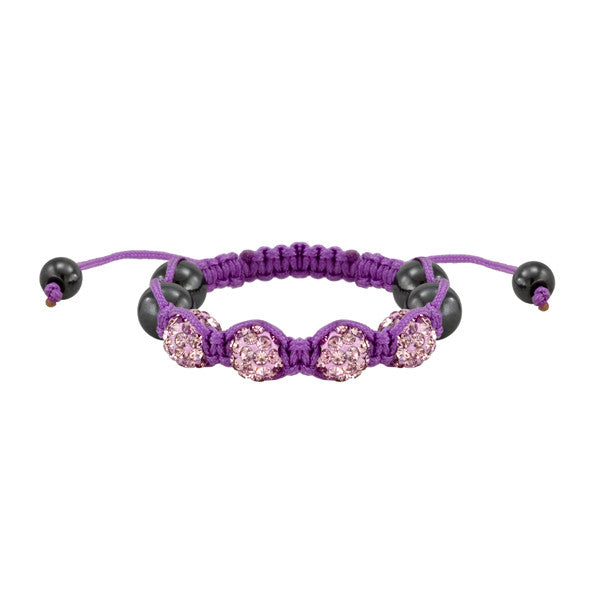 Lavender and Pink Crystal Shamballa Style Bead Bracelet