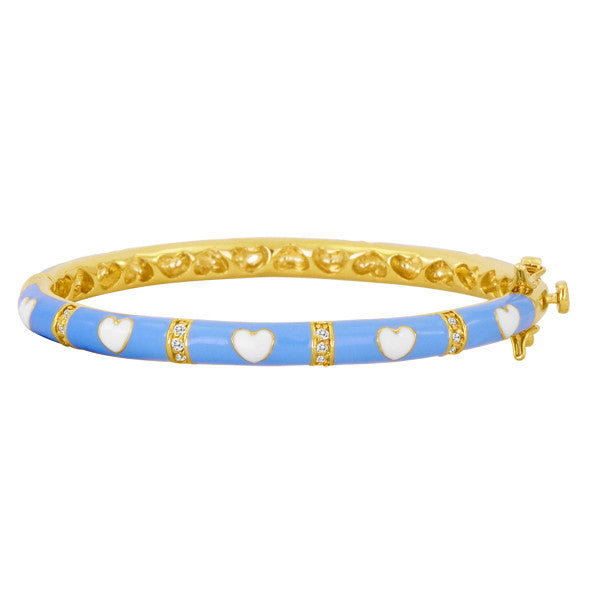 Light Blue and White Heart Kids and Baby Bangles
