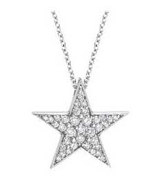 Star Pendant in Diamonds and 14 karat Gold Available in all Gold Colors