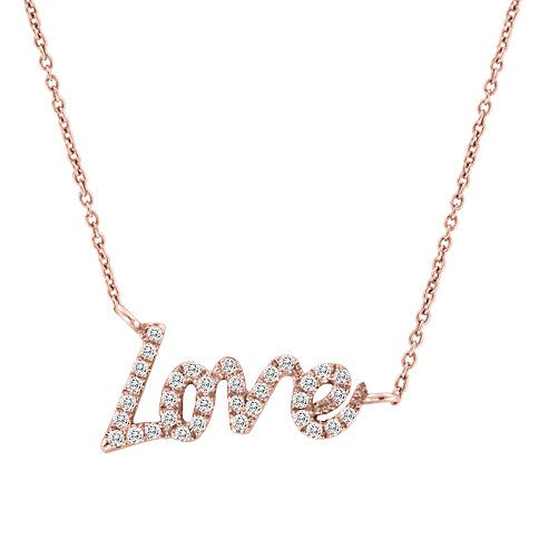 LOVE Necklace in Rose Gold and Diamonds