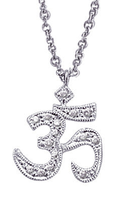 White Gold Yoga Symbol Diamond Necklace OM