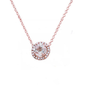 White Topaz and Diamond Solitaire Necklace