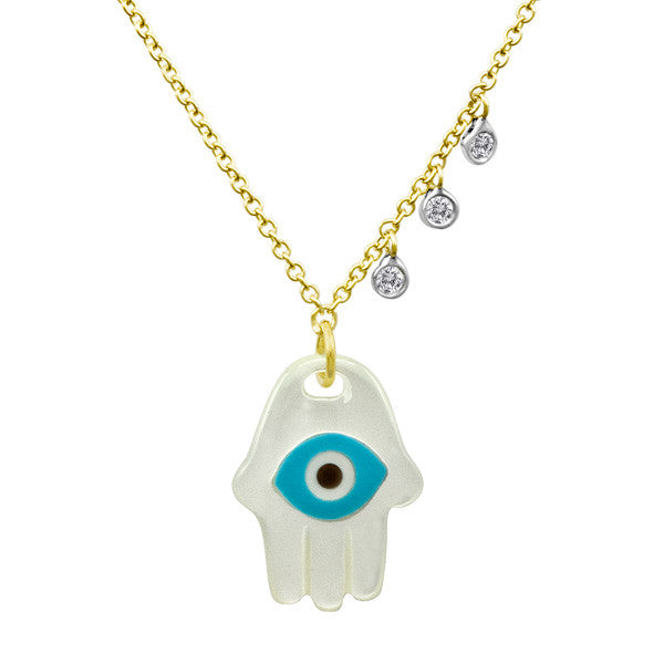 Diamond Horseshoe Disc Necklace White Gold