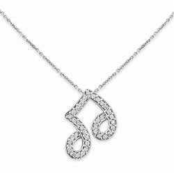 Musical Note Diamond Necklace in White Gold