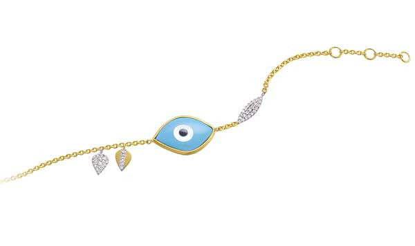 Pave Oval & Leaf Evil Eye Bracelet