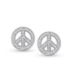 Peace Sign Earrings Diamond
