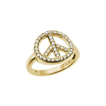 Peace Sign Ring Yellow Gold