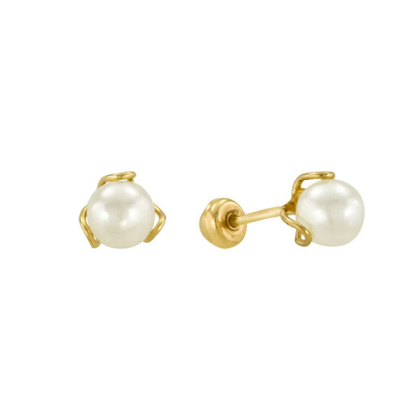 Pearl and Yellow Gold Stud Earrings