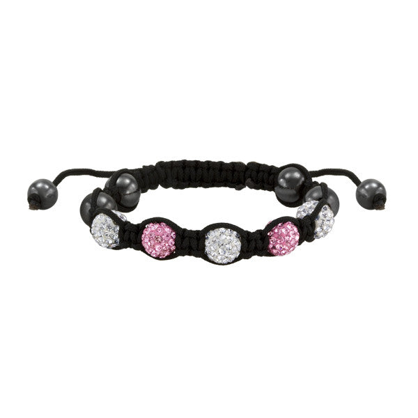 Pink and White Crystal Inspired Shamballa Bracelet
