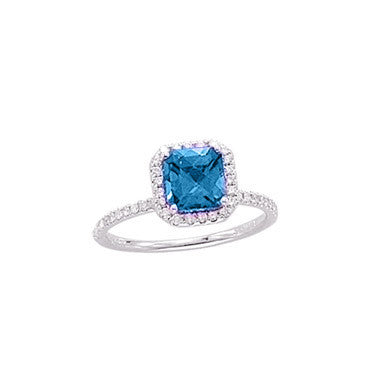 1 Carat Blue Topaz Diamond and White Gold Ring