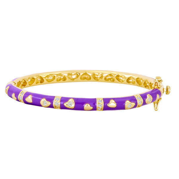 Purple and Gold Heart and Cz Baby and Kids Bangles by Lauren Klein