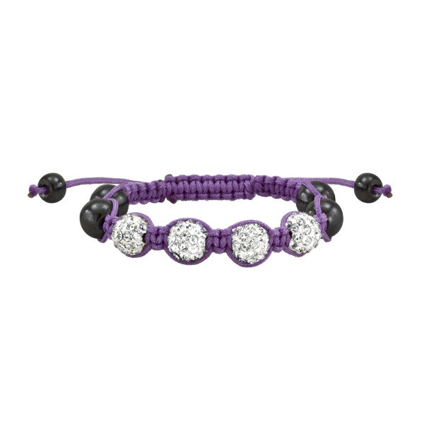Purple and White Crystal Shamballa Style Bracelet