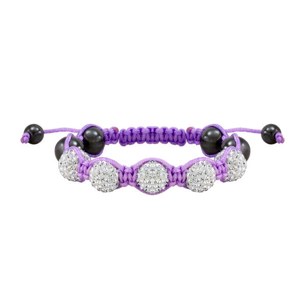 Purple and White Crystal Shamballa Style Bracelet