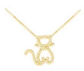 Pussy Cat Yellow Gold  Diamond Necklace