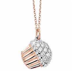 Rose Gold Cupcake Necklace with Diamonds