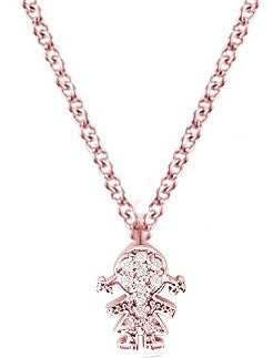 Rose Gold Diamond Girl Charm Necklace.