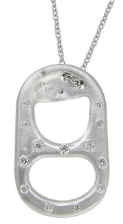 White Gold and Diamond Lined Soda Tab Pendant