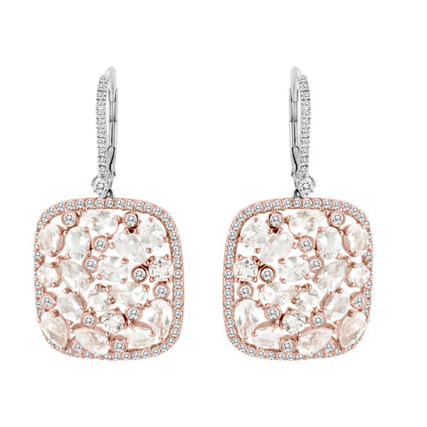 White Gold Diamond Hoop Earrings 1.5 inch Diameter