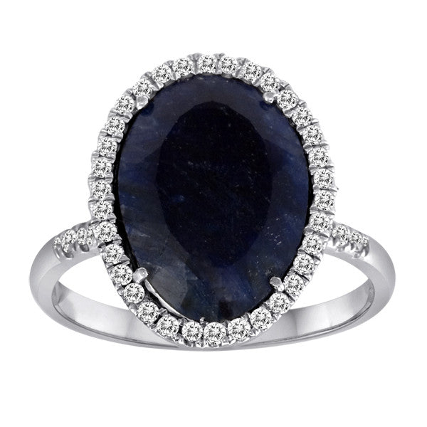 Rough Blue Sapphire in Yellow Gold with Diamonds