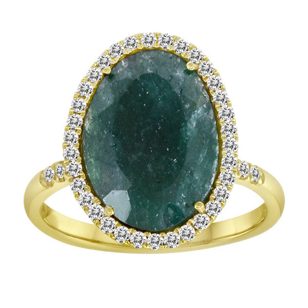 Rough Emerald in Yellow Gold with Diamonds