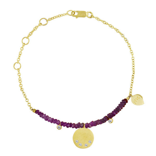  Pink Sapphire Beaded Chain Bracelet