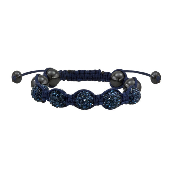 Shamballa Blue and Navy Crystal Bracelet Macrame