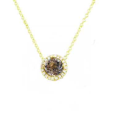White Topaz in Rose Gold and Diamond Solitaire Necklace