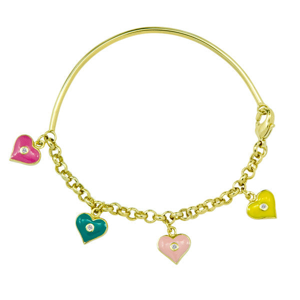 Soft Bangle with Enamel Hearts for Little Girls and Babies