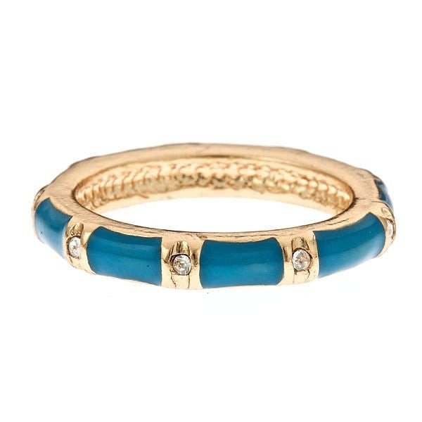 Stackable Enamel and Vermeil Rings By Fornash Blue