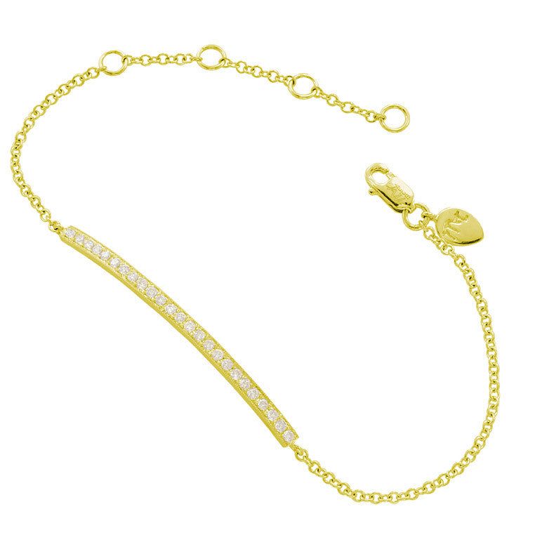 Straight Line White Gold Tennis ID Bracelet