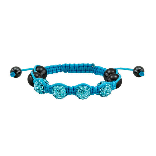 Turquoise Rope and Crystal Bead Shamballa Bracelets