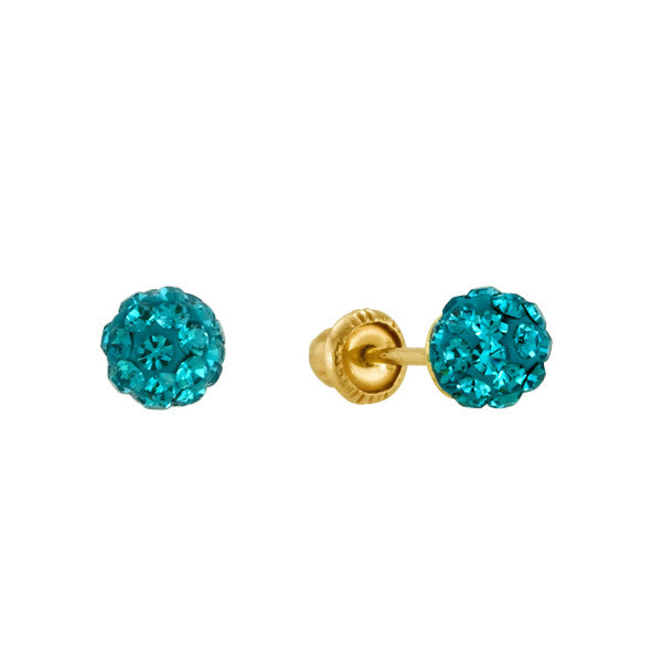 Turquoise Shamballa Stud Earrings in 14kt Gold