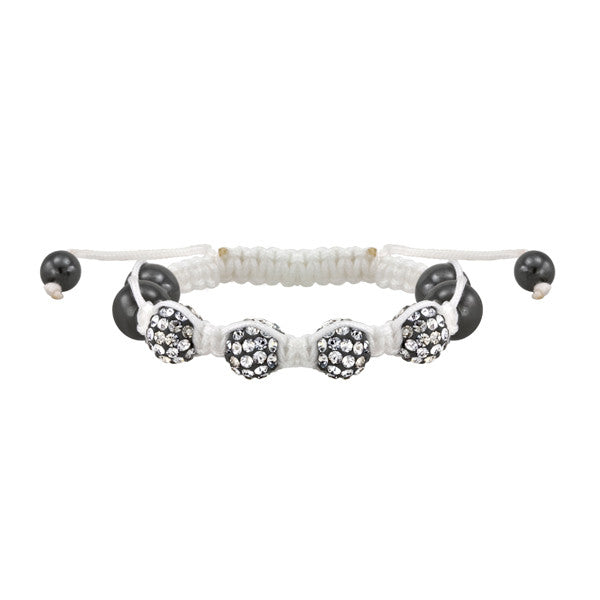 White and Black Crystal Shamballa Style Crystal Bracelet
