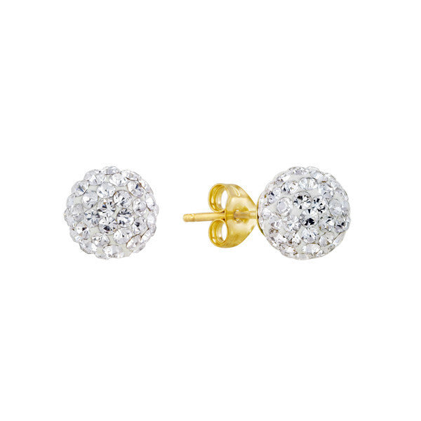 White Crystal Shamballa Stud Earrings