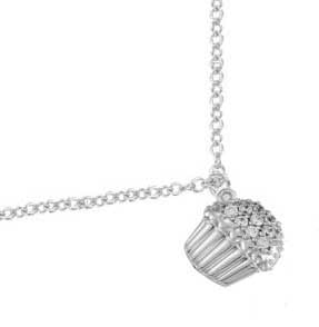 White Gold and Diamond Cupcake Necklace