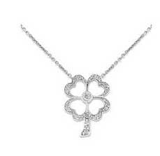 White Gold and Diamond Four Leaf Clover Necklace