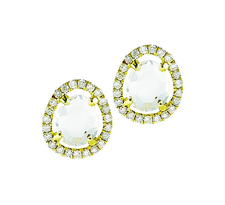 Rose Gold White Topaz Diamond Cocktail Earrings