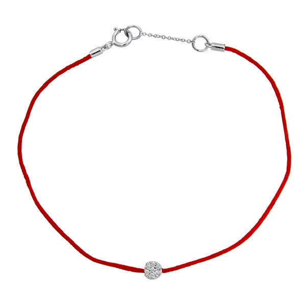 Red String Bracelet with Diamond Disc Accent