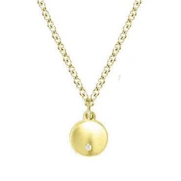 Yellow Gold Baby Initial Disc Diamond Accent