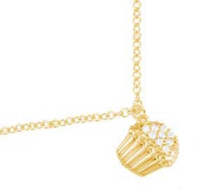 Yellow Gold Diamond Cupcake Necklace