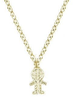 Yellow Gold Little Boy Charm Diamond Necklace