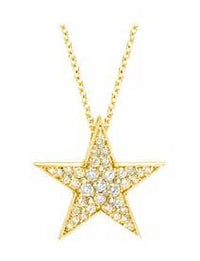 Yellow Gold Star Pendant Diamond