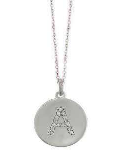 Initial in Yellow Gold Disc with Diamonds Necklace