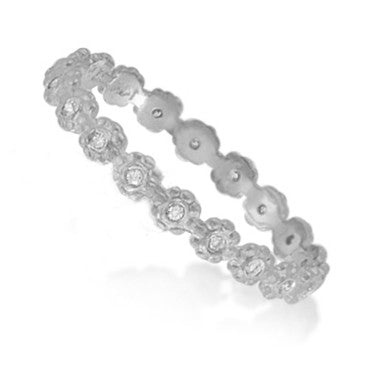 Rose Gold Single Flower Eternity Band Available in 3 colors