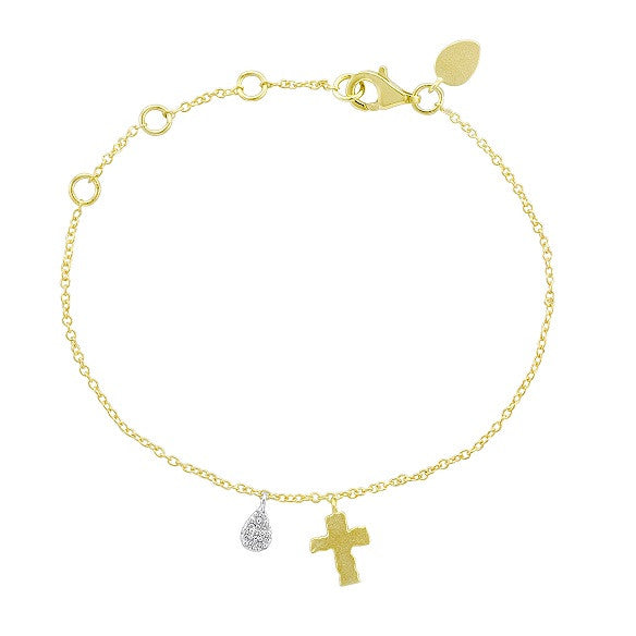 Vermeil and Diamond Silver Cross Charm Bracelet