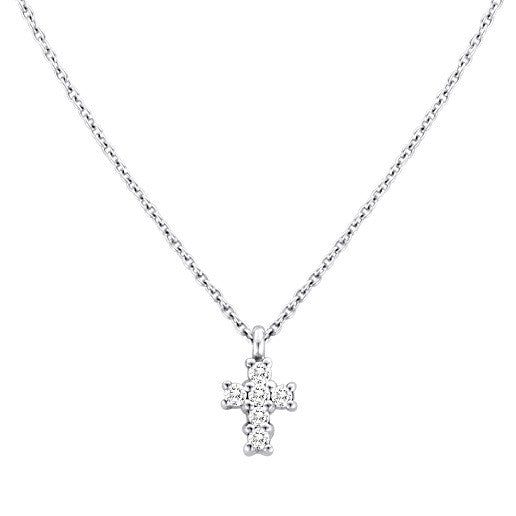 Baby Diamond Cross Necklace White Gold