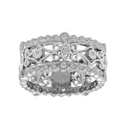 Antique Style White Gold Diamond Floral Ring